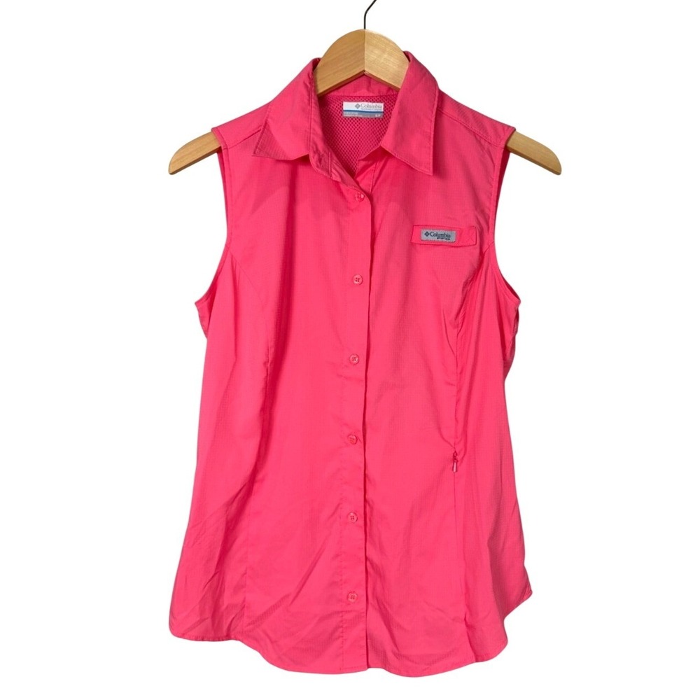 Columbia Sportswear Company Women's Pink Sleeveless Collared Button Up Shirt S P